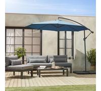 Sweeek - Offset Round Parasol 350Cm Duck Blue 350X350X250 Cm - Hardelot