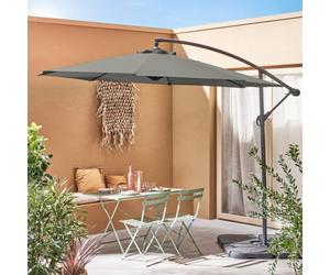 Sweeek - Offset Round Parasol Diam.300Cm - Hardelot - Khaki - Anti-Return Crank Handle Water-Repellent Fabric Easy To Use