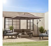Sweeek - Offset Square Parasol 3X3M Beige-Brown 300X295X250 Cm - Hardelot