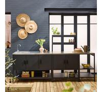 Sweeek - Outdoor Kitchen 3 Modules In Stainless Steel Black - Naxos