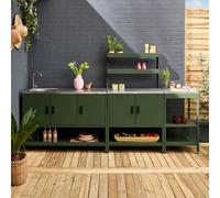 Sweeek - Outdoor Kitchen 3 Modules In Stainless Steel Green - Naxos
