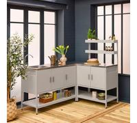 Sweeek - Outdoor Kitchen 3 Modules In Stainless Steel Beige - Naxos