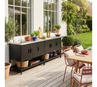 Sweeek - Outdoor Kitchen 3 Modules Stainless Steel Black 289X49X112.5 Cm - Naxos
