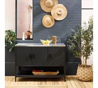 Sweeek - Outdoor Kitchen In Black Steel, 3 Doors, 1 Shelf L120Cm - Naxos