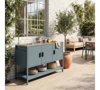 Sweeek - Outdoor Kitchen In Steel With Sink, Grey Blue L120Cm - Naxos