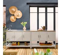 Sweeek - Outdoor Kitchen Stainless Steel 2 Modules, Beige 120X51X112.5 Cm - Naxos