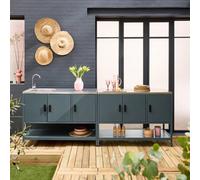 Sweeek - Outdoor Kitchen Stainless Steel 2 Modules, Grey Blue 120X51X112.5 Cm - Naxos