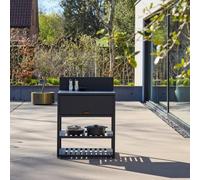 Sweeek - Outdoor Kitchen Steel 1 Cabinet 2 Shelves L80Cm Black - Thira
