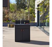 Sweeek - Outdoor Kitchen Steel Sink And 2 Doors L80Cm Black - Thira