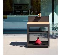 sweeek Outdoor kitchen steel & wood decor 1 shelf L80cm in Black swe lack