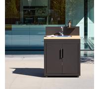 sweeek Outdoor kitchen steel & wood decor 1 sink 2 doors 1 hook L80cm in Black swe lack