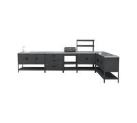 Sweeek - Outdoor Kitchen With Charcoal Barbecue And 5 Modules With Sink Black - Naxos