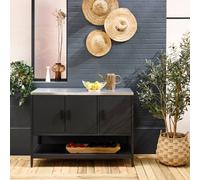 Sweeek - Outdoor Kitchen In Black Steel, 3 Doors, 1 Shelf L120Cm - Naxos