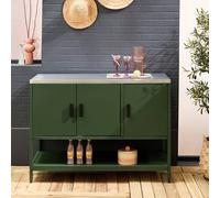 Sweeek - Outdoor Kitchen Steel With 3 Doors And 1 Shelf, Green L120 Cm - Naxos