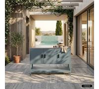 sweeek Outdoor steel kitchen 3 doors, 1 shelf L120cm in Grey sweeek Grey