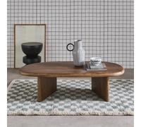 Sweeek - Oval Coffee Table Mango Wood Shiva Walnut Coloured 120X60X35 Cm