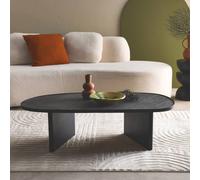 sweeek Oval coffee table mango wood & stone veneer in Black sweeek Black
