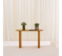 Sweeek - Oval Console Rubberwood And Oak-Effect Veneer Natural 120X38X75 Cm - Gabrielle
