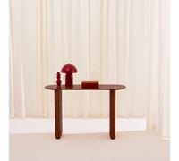 Sweeek - Oval Console Rubberwood And Oak-Effect Veneer Walnut 120X38X75 Cm - Gabrielle