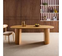 sweeek Oval dining table 200cm in rubberwood & oak veneer, seats 6-8 in Beige swe eige