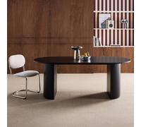 sweeek Oval dining table 200cm in rubberwood & oak veneer, seats 6-8 in Black swe lack