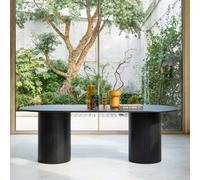 Sweeek - Oval Dining Table In Rubberwood And Oak Veneer 8-Seating Black W 220 X D 100 X H 73 Cm - Estelle Sweeek