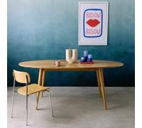 Sweeek - Oval Dining Table In Rubberwood And Oak Veneer Natural Finish Seats 6 L 190 X W 100 X H 75 Cm Diane
