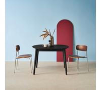 Sweeek - Oval Extendable Dining Table Rubberwood And Oak Veneer 4-6 Seats Black 140X100X75 Cm - Lisa