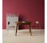 Sweeek - Oval Extendable Dining Table Rubberwood And Oak Veneer 4-6 Seats Walnut 140X100X75 Cm - Lisa