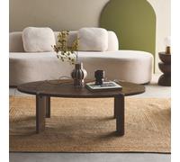 Sweeek - Oval Solid Mango Wood Coffee Table Reva Walnut Coloured 120X65X36 Cm