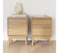 Sweeek - Pair Of 2-Drawer Bedside Tables Dune Natural 40X40X56 Cm
