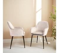 sweeek Pair Of Accent Velvet Armchairs With Metal Legs in White sweeek White