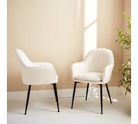 sweeek Pair of boucle fabric accent chairs with metal legs in Off-White sweeek Off-White