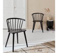 Sweeek - Pair Of Chairs In Walnut Wood And Plywood Black 51X53X75 Cm - Paula