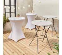 Sweeek - Pair Of Foldable High Tables With Protective Covers Gala + Cover X2 White 81X81X110 Cm