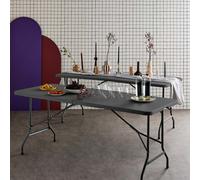 Sweeek - Pair Of Foldable Plastic Reception Tables Charcoal Grey 180X69.5X73.5 Cm - 2 Fiesta Tables