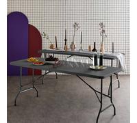 Sweeek - Pair Of Foldable Plastic Reception Tables 2 Fiesta Tables Charcoal Grey 180X69.5X73.5 Cm