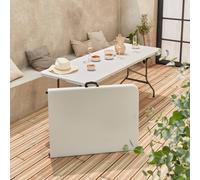 Sweeek - Pair Of Foldable Plastic Reception Tables 2 Fiesta Tables White 180X69.5X73.5 Cm