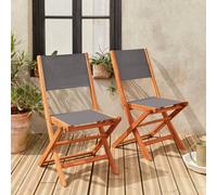 Sweeek - Pair Of Foldable Wooden Garden Chairs Almeria Anthracite 50X58.7X89 Cm
