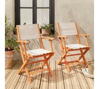 Sweeek - Pair Of Foldable Wooden Garden Chairs Almeria White 54X58.7X89 Cm