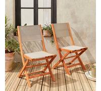 Sweeek - Pair Of Foldable Wooden Garden Chairs Taupe Grey 50X58.7X89 Cm - Almeria