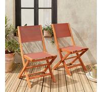 Sweeek - Pair Of Foldable Wooden Garden Chairs Terracotta 50X58.7X89 Cm - Almeria