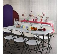 Sweeek - Pair Of Folding Plastic Reception Tables With 12 Chairs Fiesta White 180X69.5X73.5 Cm