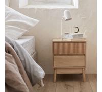 Sweeek - Pair Of Grooved Bedside Tables With Wooden Effect Linear Natural 39X40X48 Cm