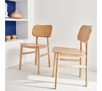 Sweeek - Pair Of Hevea Wood Chairs Olympie Natural 52X45X80 Cm
