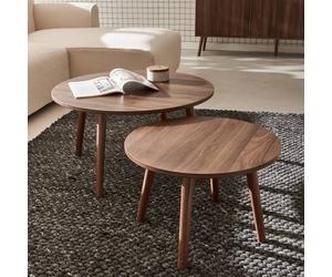 sweeek Pair Of Nesting Coffee Tables With Wood Effect in Walnut sweeek Walnut