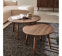 Sweeek - Pair Of Nesting Coffee Tables With Wood Effect Walnut Wood-Effect 70X70X38 Cm - Nepal