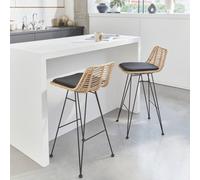 sweeek Pair of rattan bar stools 67cm in Black sweeek Black