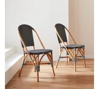 Sweeek - Pair Of Rattan Bistro Chairs And Polyrattan Black 30X45X170 Cm - Montmartre