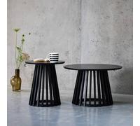 sweeek Pair Of Round Wooden-effect Coffee Tables 40cm & 60cm in Black sweeek Black